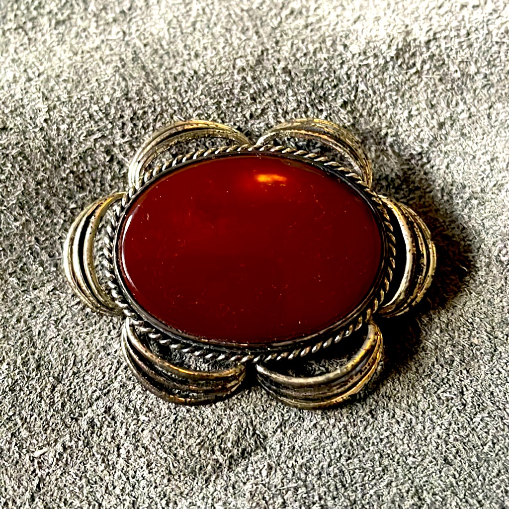 Danecraft Sterling Agate Brooch